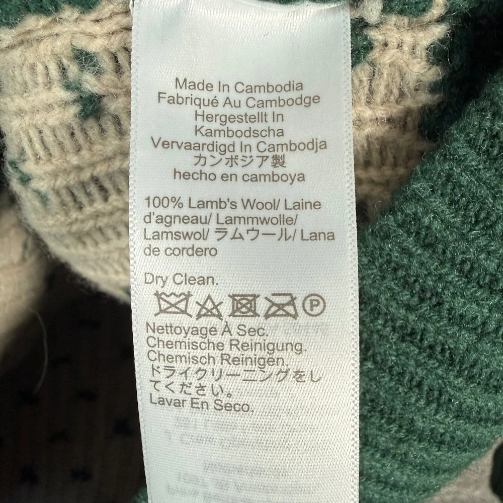 J. Crew Lambswool‎ Sweater Mens XL Green Labrador Duck Fair Isle Huntin Crewneck